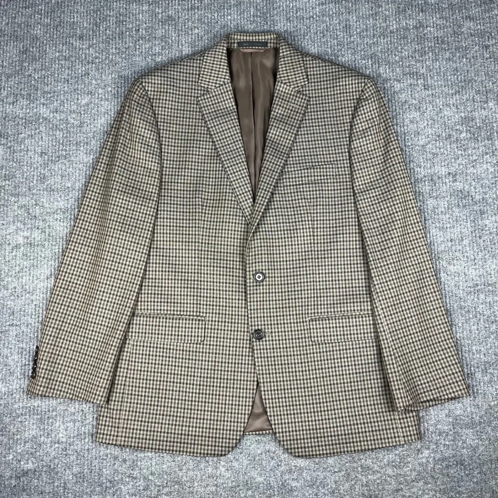 Lauren Ralph Lauren Sport Coat Mens 42R Brown Plaid Blazer Classic Two Button